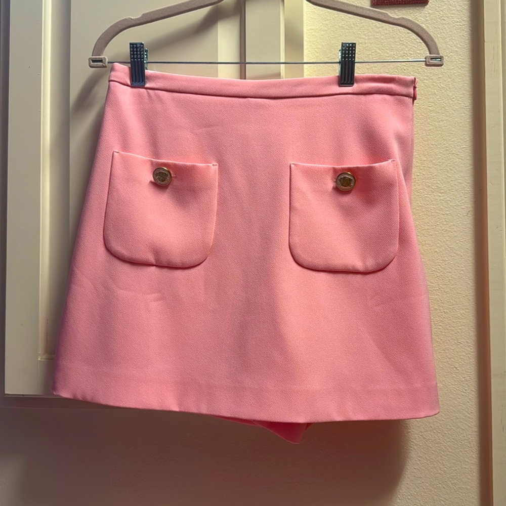 Pink a-line mini skort by Zara